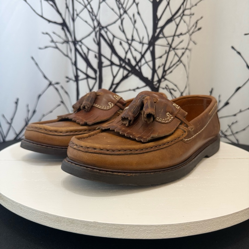 Vintage Eddie Bauer Leather Tassel Loafers Men’s 8.5 Made In Italy